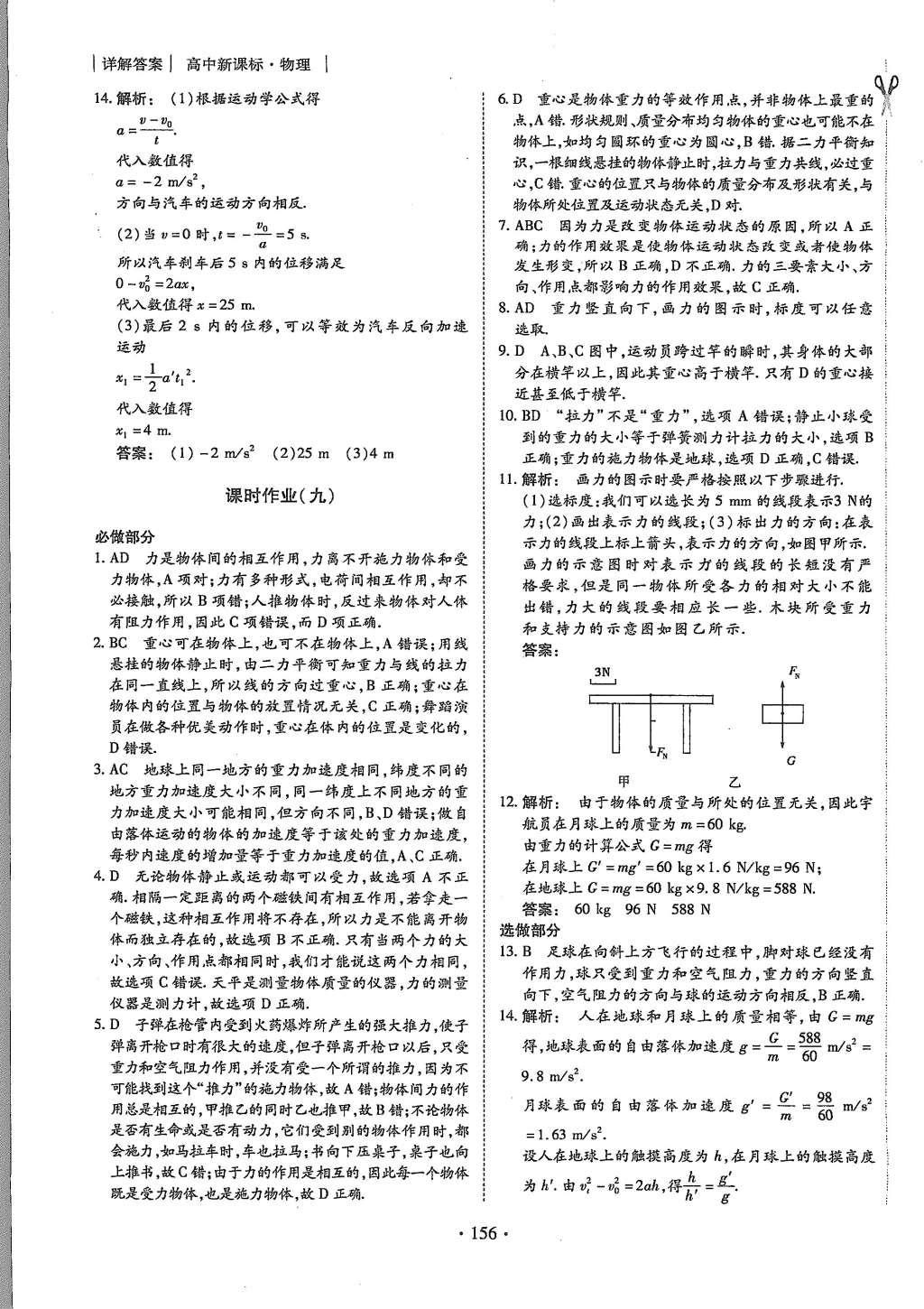 2015年金版新學(xué)案高中新課標(biāo)同步導(dǎo)學(xué)物理必修1人教版 課時(shí)作業(yè)參考答案第24頁(yè)