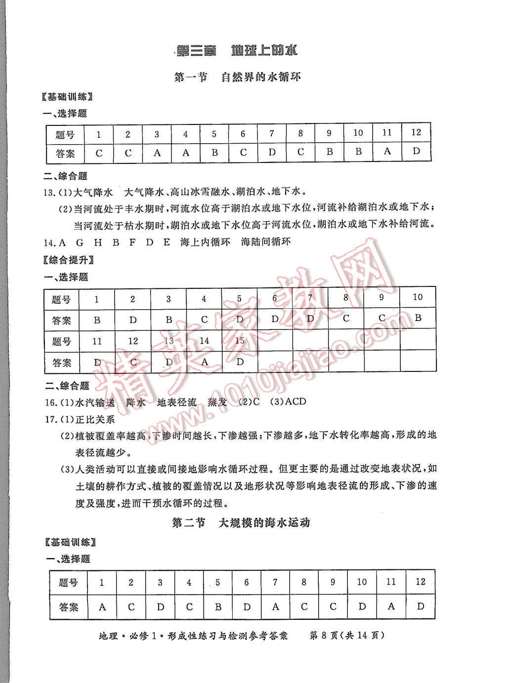 2015年形成性練習(xí)與檢測(cè)地理必修1 第8頁