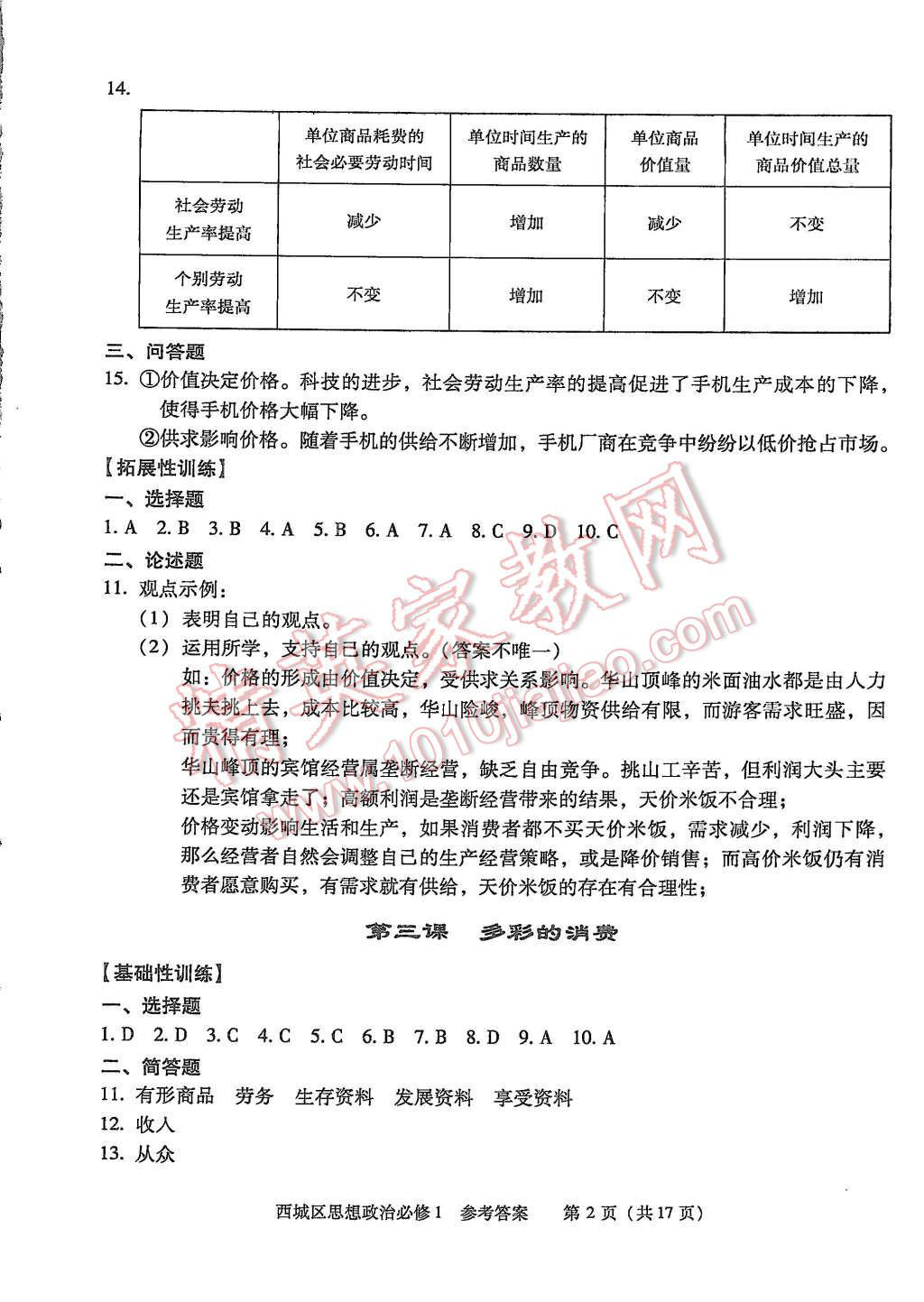 2015年學習探究診斷思想政治必修1 第2頁