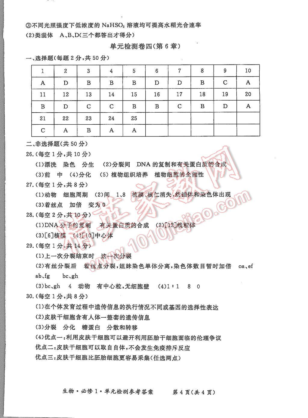 2015年形成性練習(xí)與檢測(cè)生物必修1 第20頁(yè)