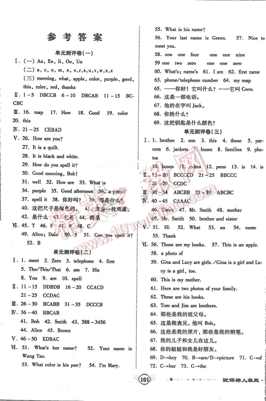 2015年全程优选卷七年级英语上册人教版 第1页