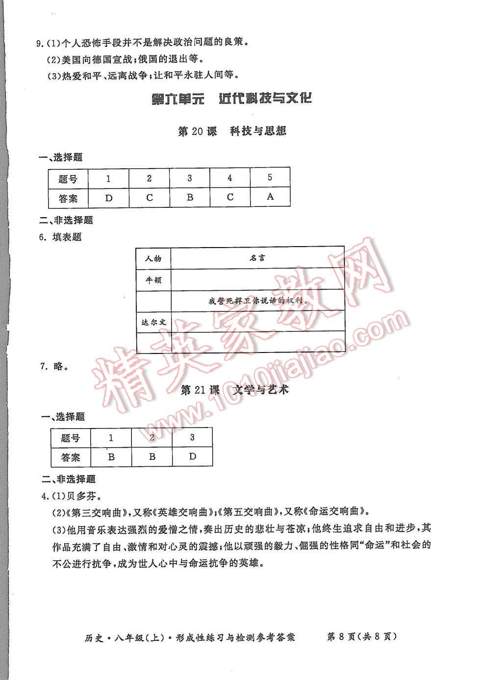 2015年形成性練習(xí)與檢測八年級歷史上冊 第8頁