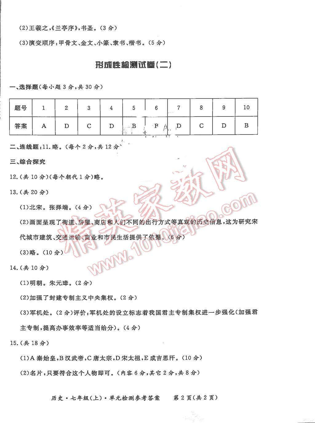 2015年形成性练习与检测七年级历史上册 第10页