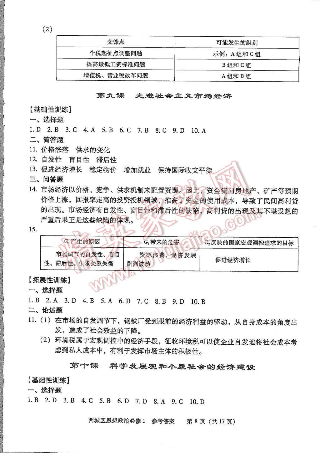 2015年學習探究診斷思想政治必修1 第8頁