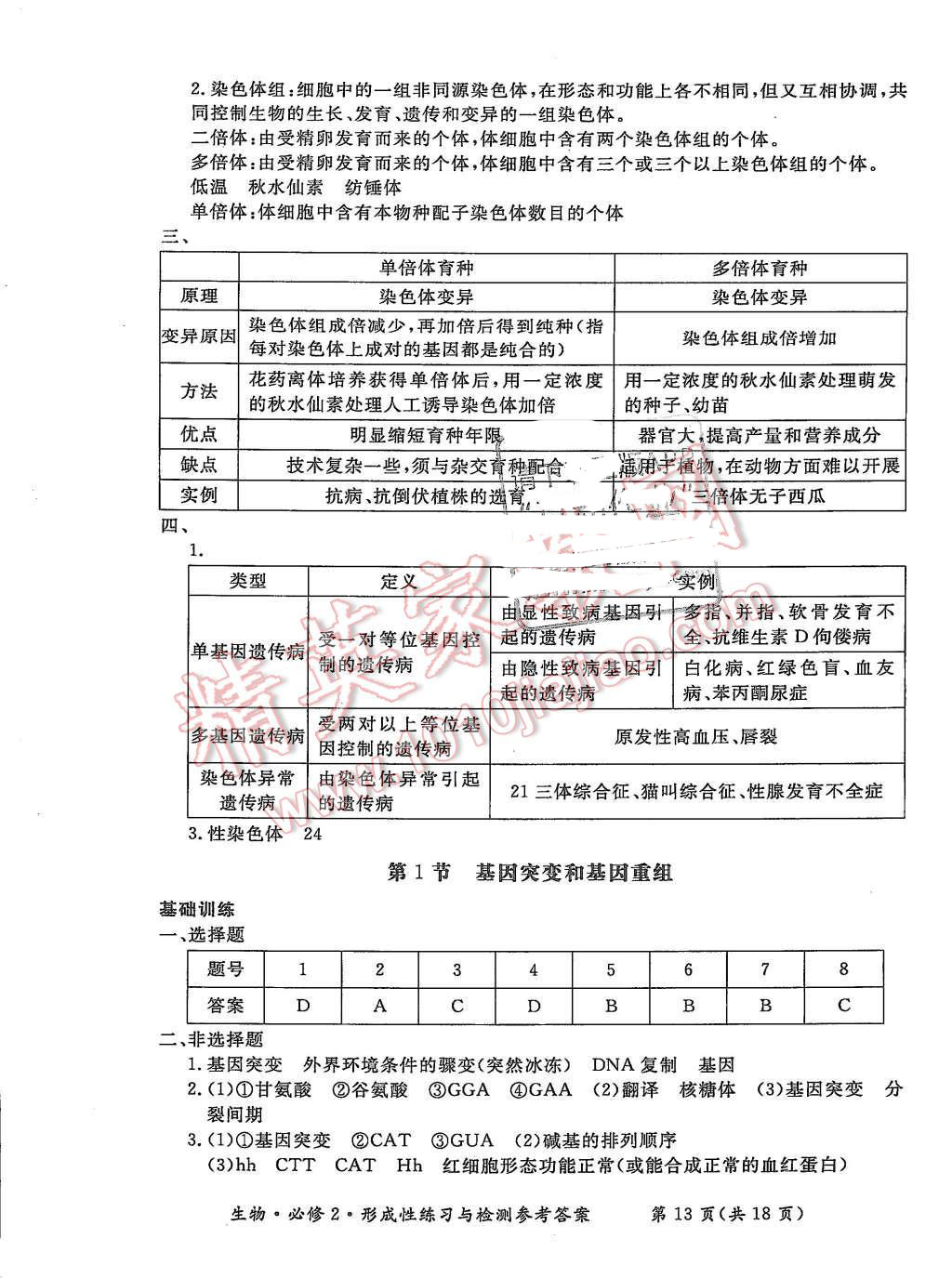 2015年形成性練習與檢測生物必修2 第13頁