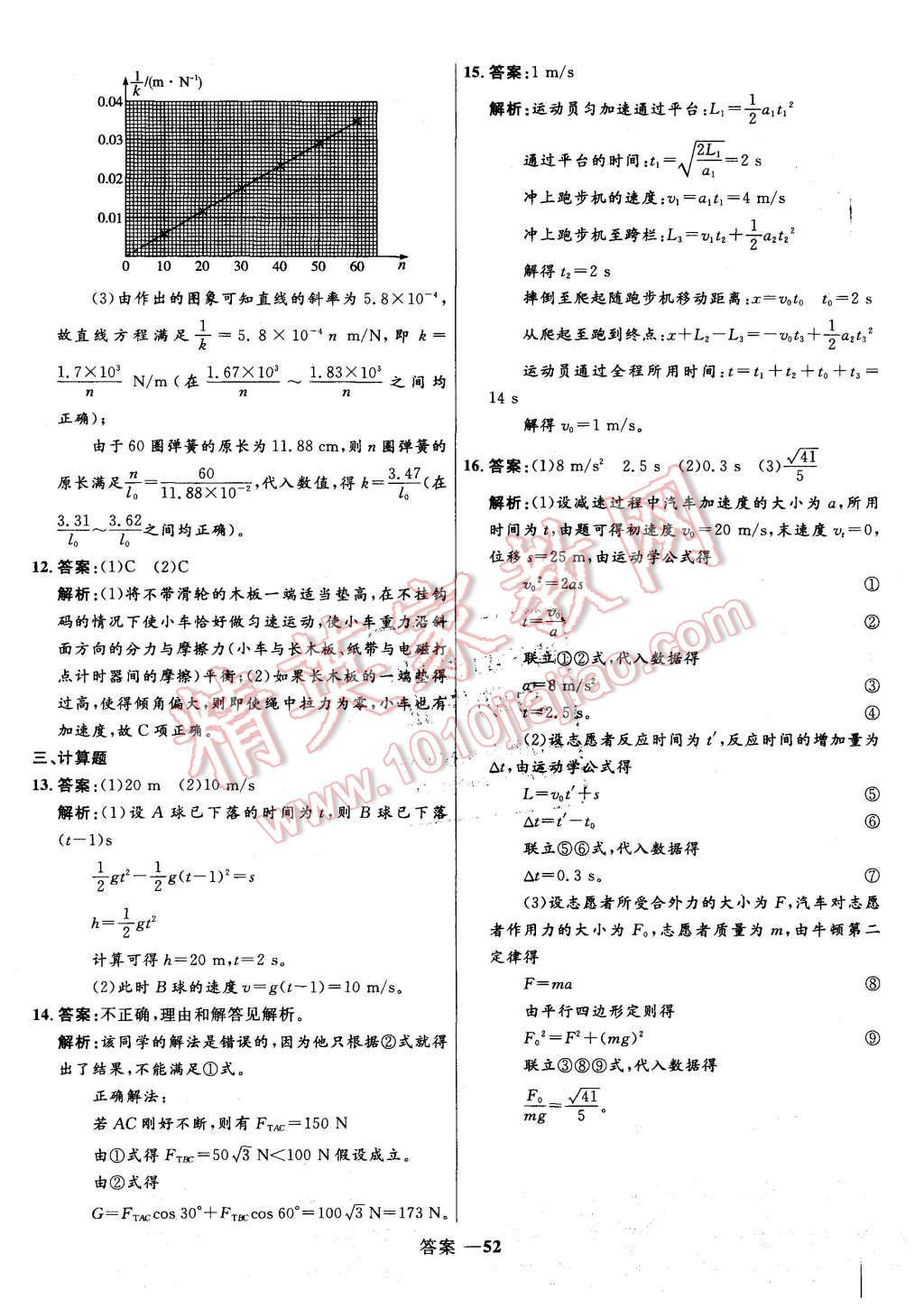 2015年高中同步測控優(yōu)化訓(xùn)練物理必修1人教版 第52頁