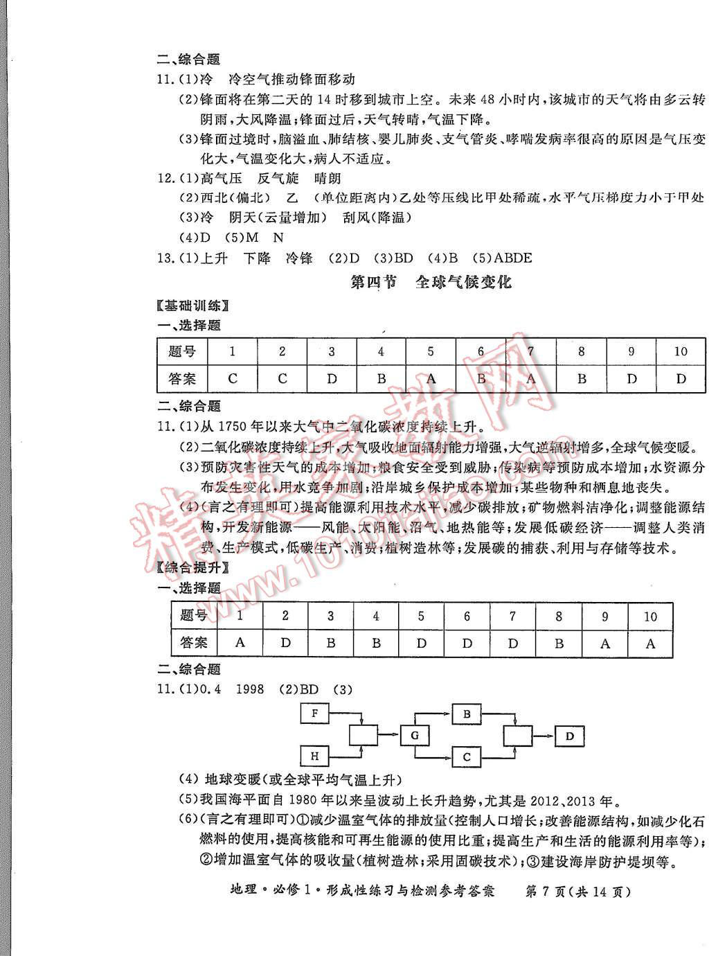 2015年形成性練習(xí)與檢測(cè)地理必修1 第7頁(yè)