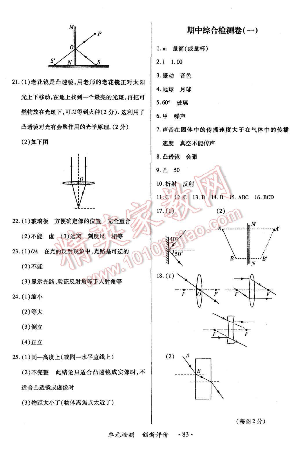 2015年新評(píng)價(jià)單元檢測(cè)創(chuàng)新評(píng)價(jià)八年級(jí)物理上冊(cè)滬粵版 第5頁(yè)