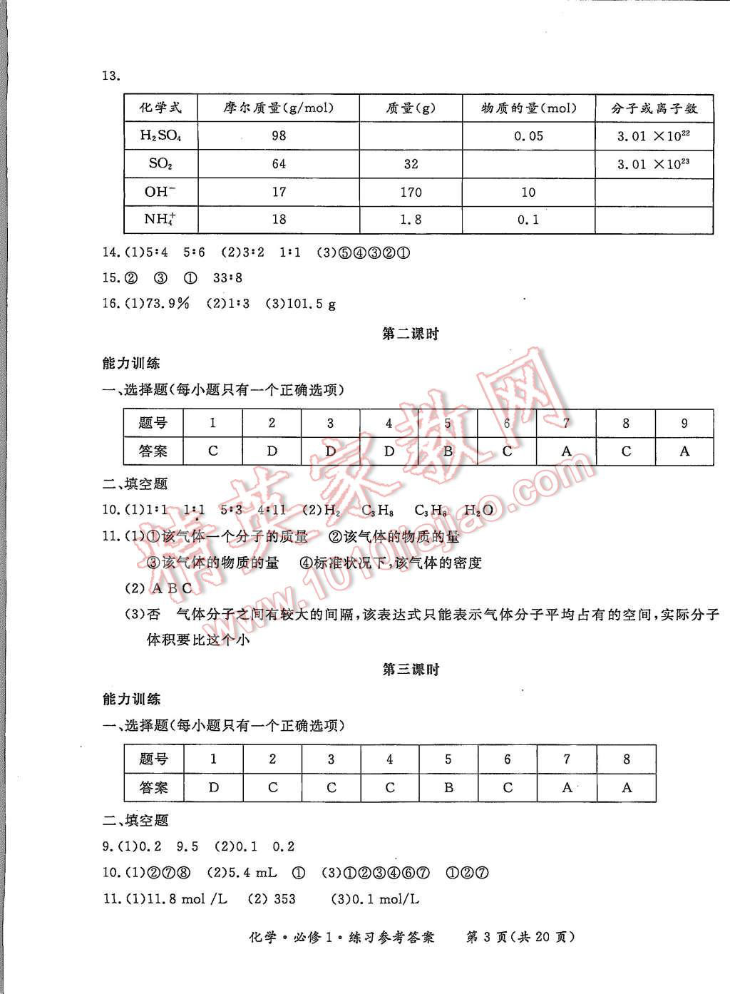 2015年形成性練習(xí)與檢測(cè)化學(xué)必修1 第3頁(yè)