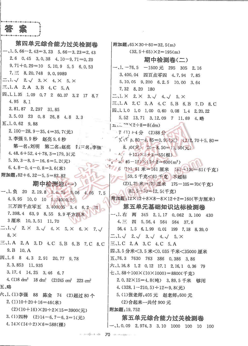 2015年金卷1號(hào)五年級(jí)數(shù)學(xué)上冊(cè)蘇教版 第2頁(yè)