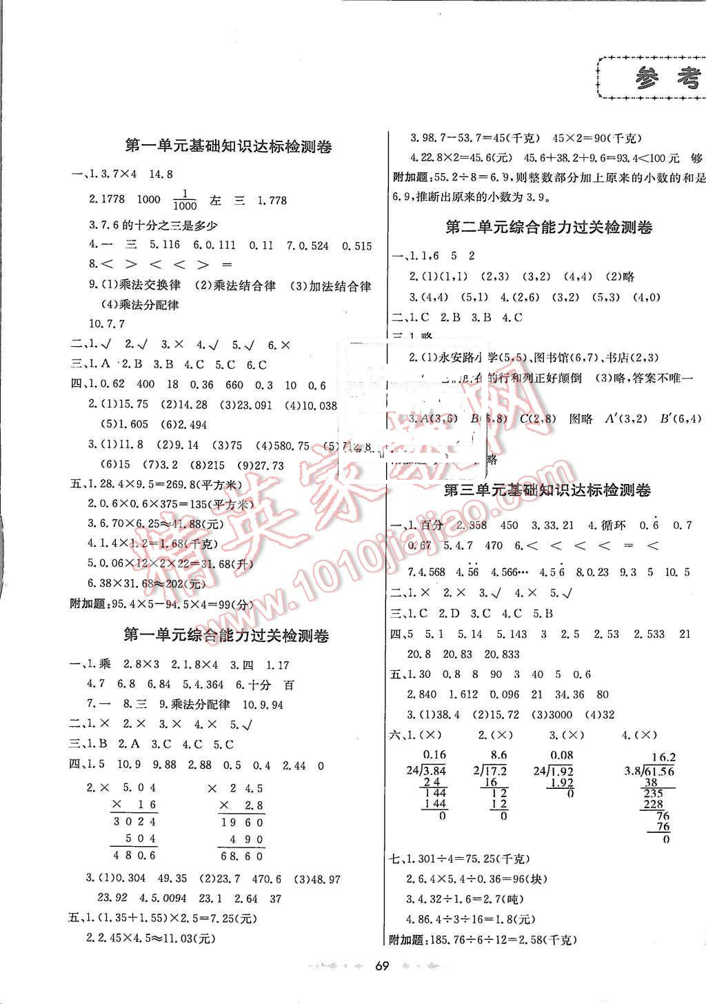 2015年金卷1號(hào)五年級(jí)數(shù)學(xué)上冊(cè)人教版 第1頁