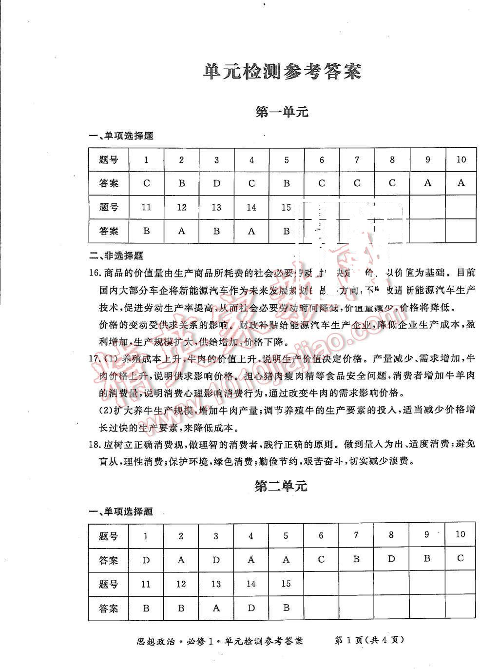 2015年形成性練習(xí)與檢測思想政治必修1 第1頁