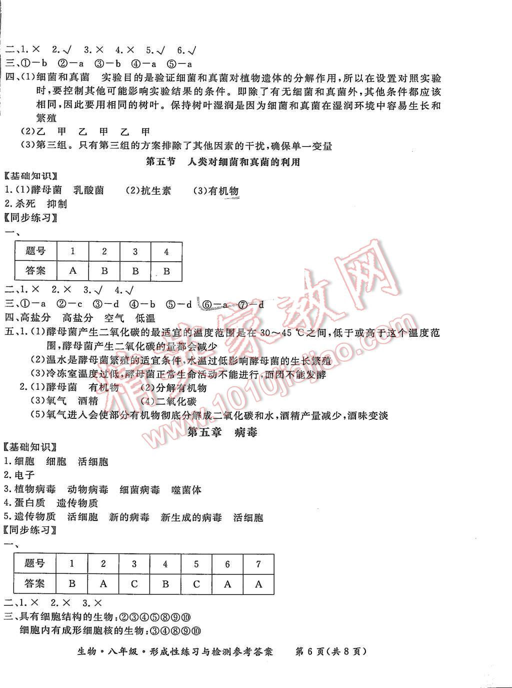 2015年形成性練習(xí)與檢測(cè)八年級(jí)生物上冊(cè) 第6頁(yè)