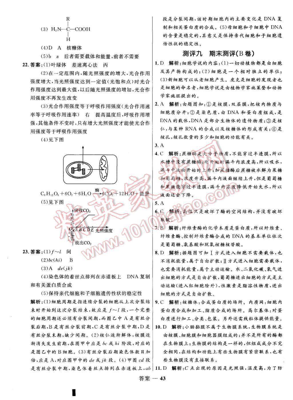 2015年高中同步測(cè)控優(yōu)化訓(xùn)練生物必修1人教版 第43頁(yè)