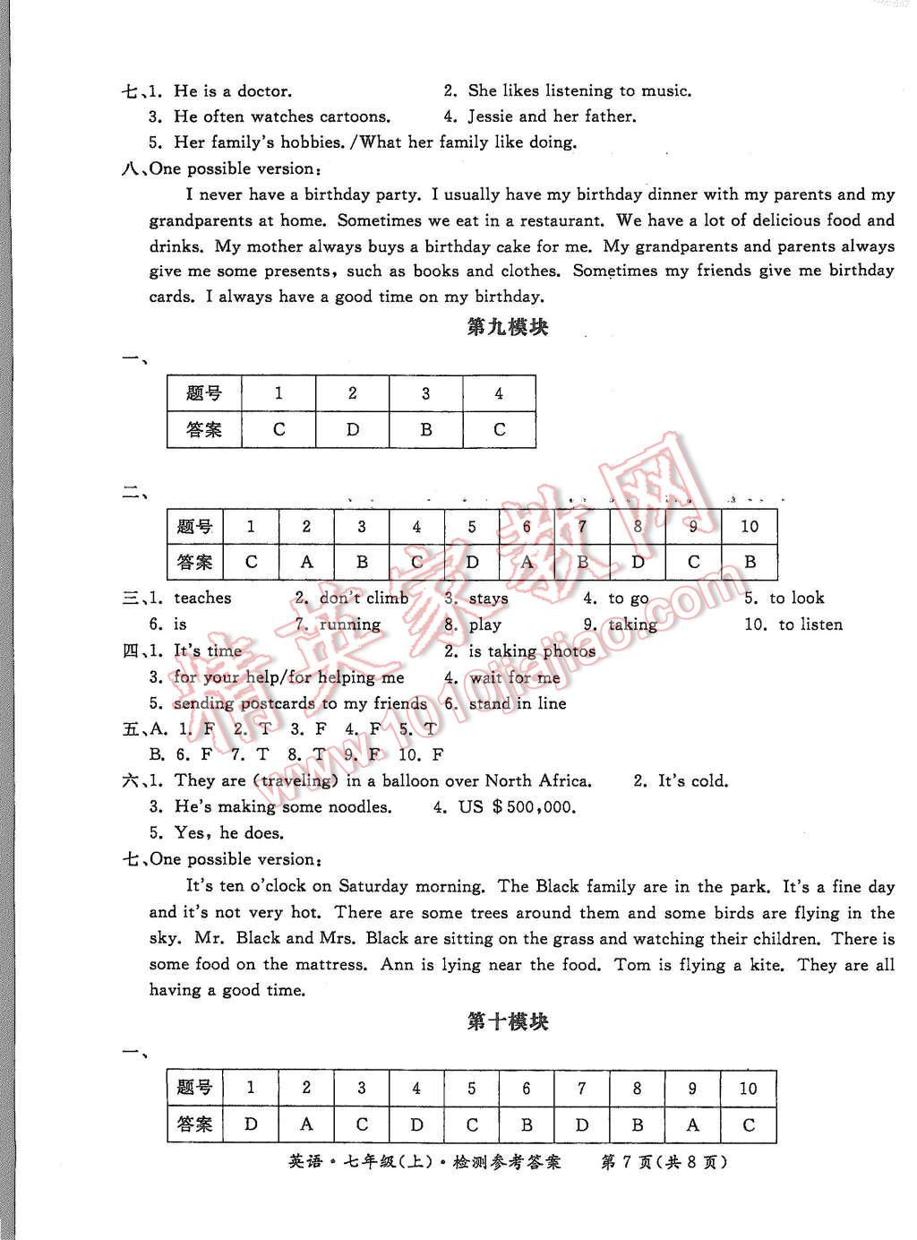 2015年形成性练习与检测七年级英语上册 第19页