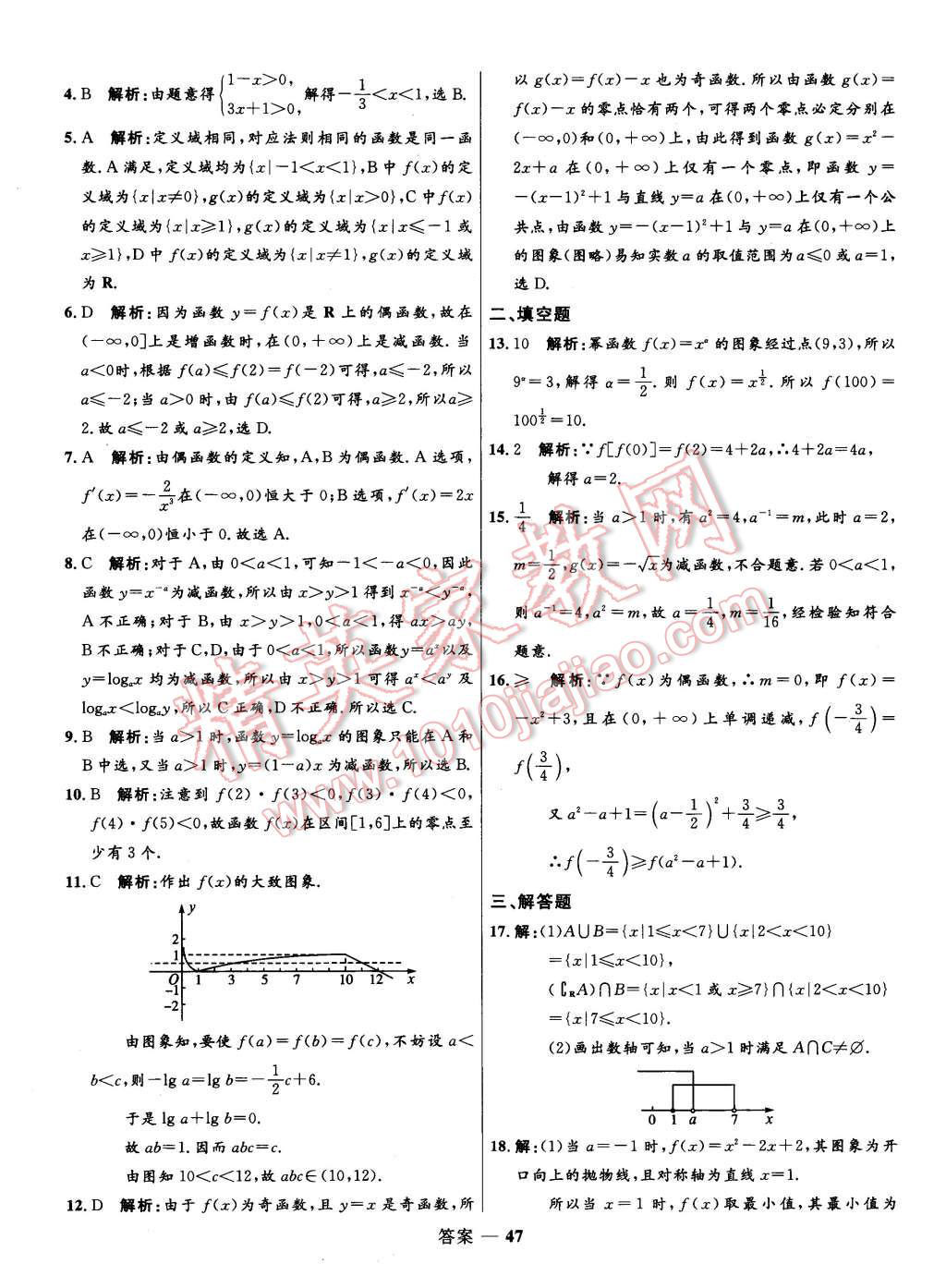 2015年高中同步測控優(yōu)化訓練數(shù)學必修1人教A版 第47頁