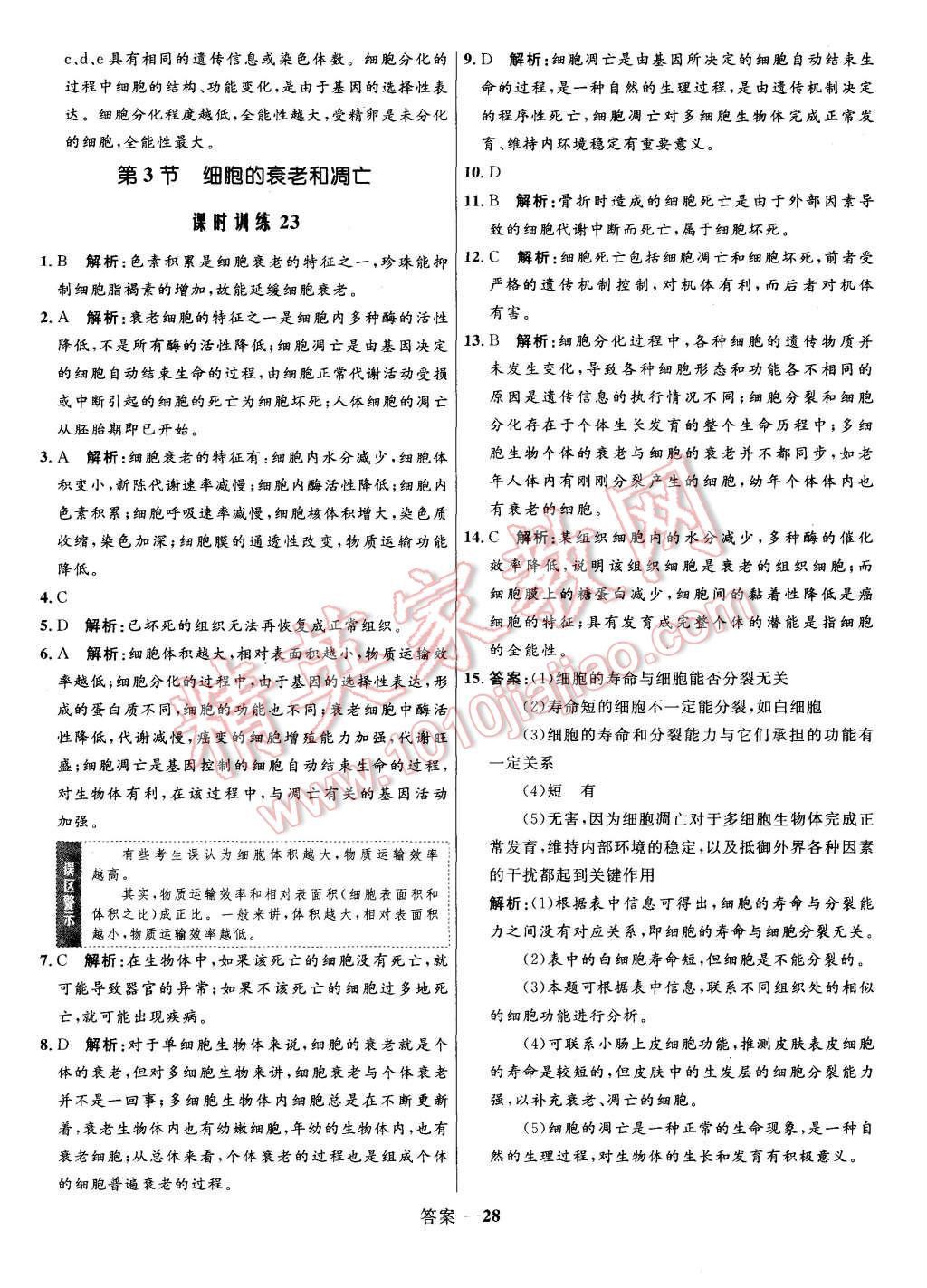 2015年高中同步測控優(yōu)化訓(xùn)練生物必修1人教版 第28頁