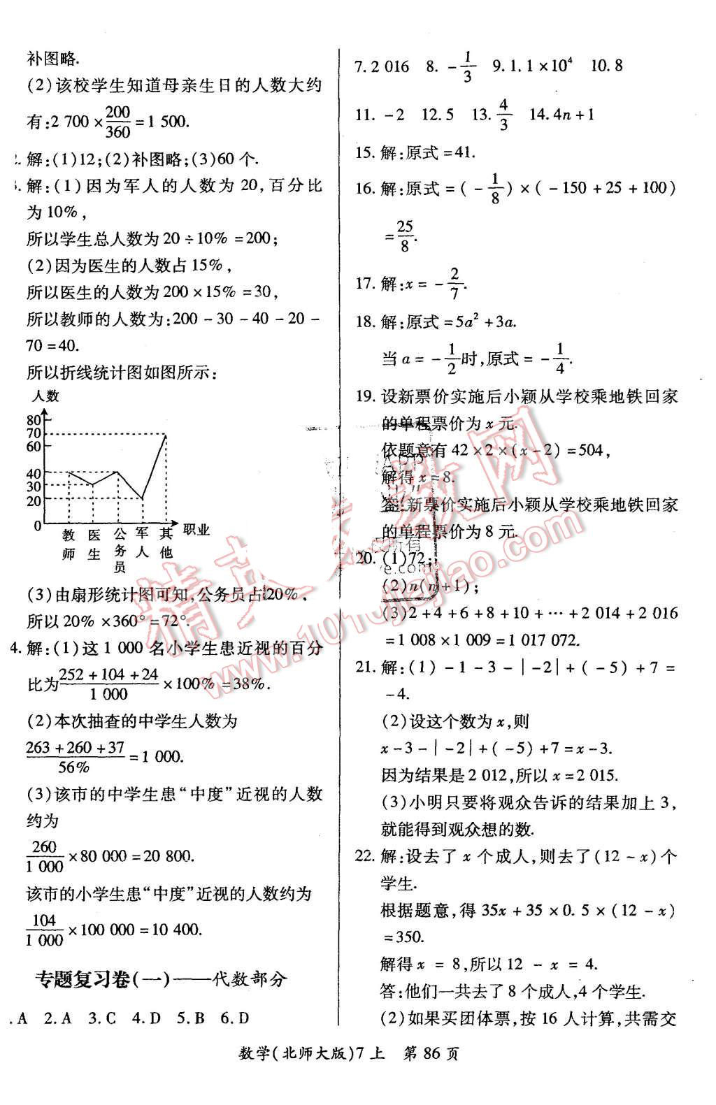 2015年新评价单元检测创新评价七年级数学上册北师大版 第8页