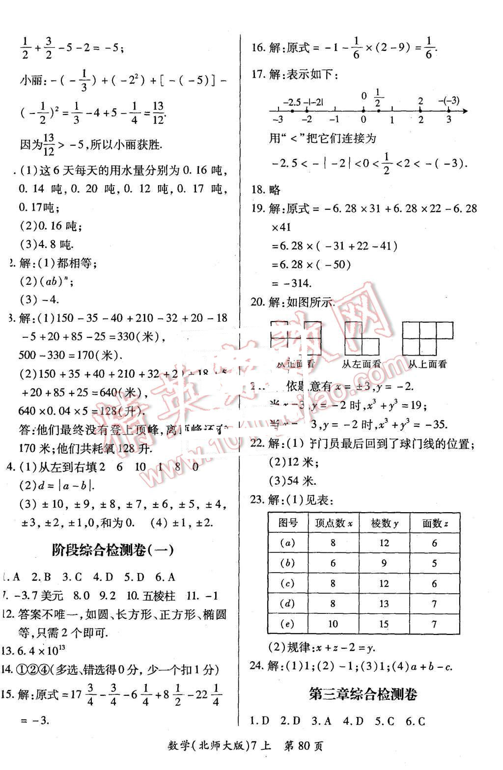 2015年新评价单元检测创新评价七年级数学上册北师大版 第2页