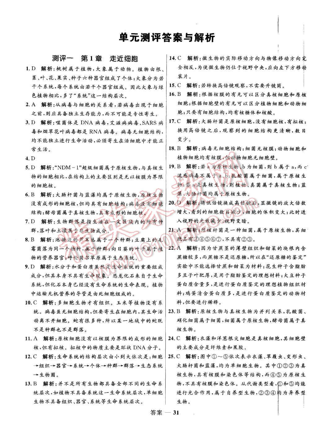 2015年高中同步測控優(yōu)化訓練生物必修1人教版 第31頁