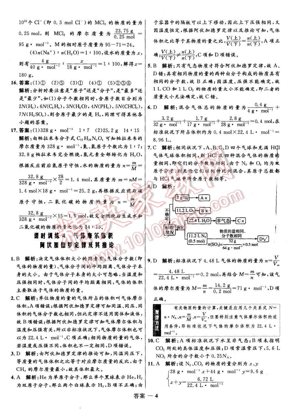 2015年高中同步測(cè)控優(yōu)化訓(xùn)練化學(xué)必修1人教版 第4頁(yè)