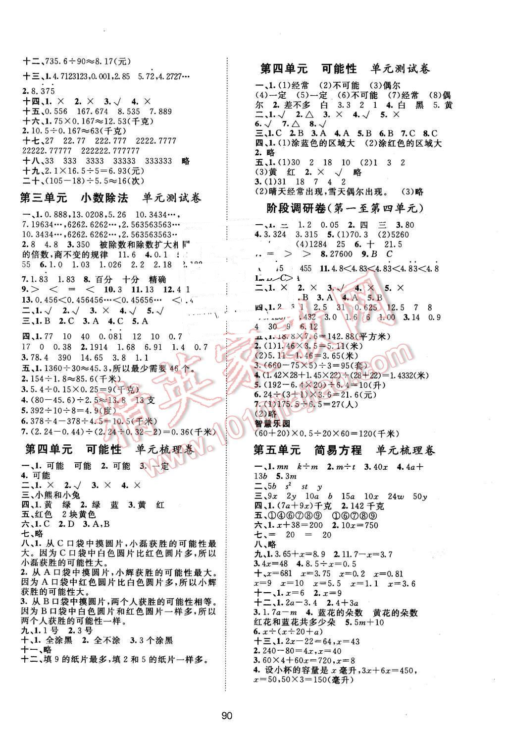 2015年新課標(biāo)單元測試卷五年級數(shù)學(xué)上冊人教版 第2頁