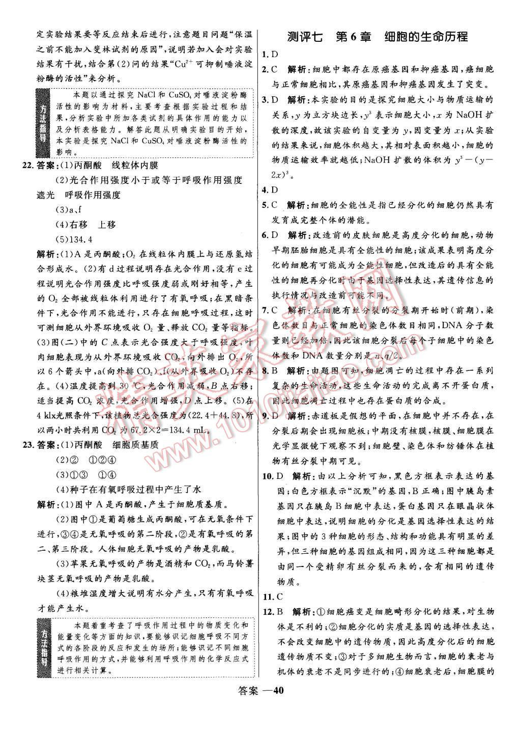 2015年高中同步測控優(yōu)化訓(xùn)練生物必修1人教版 第40頁