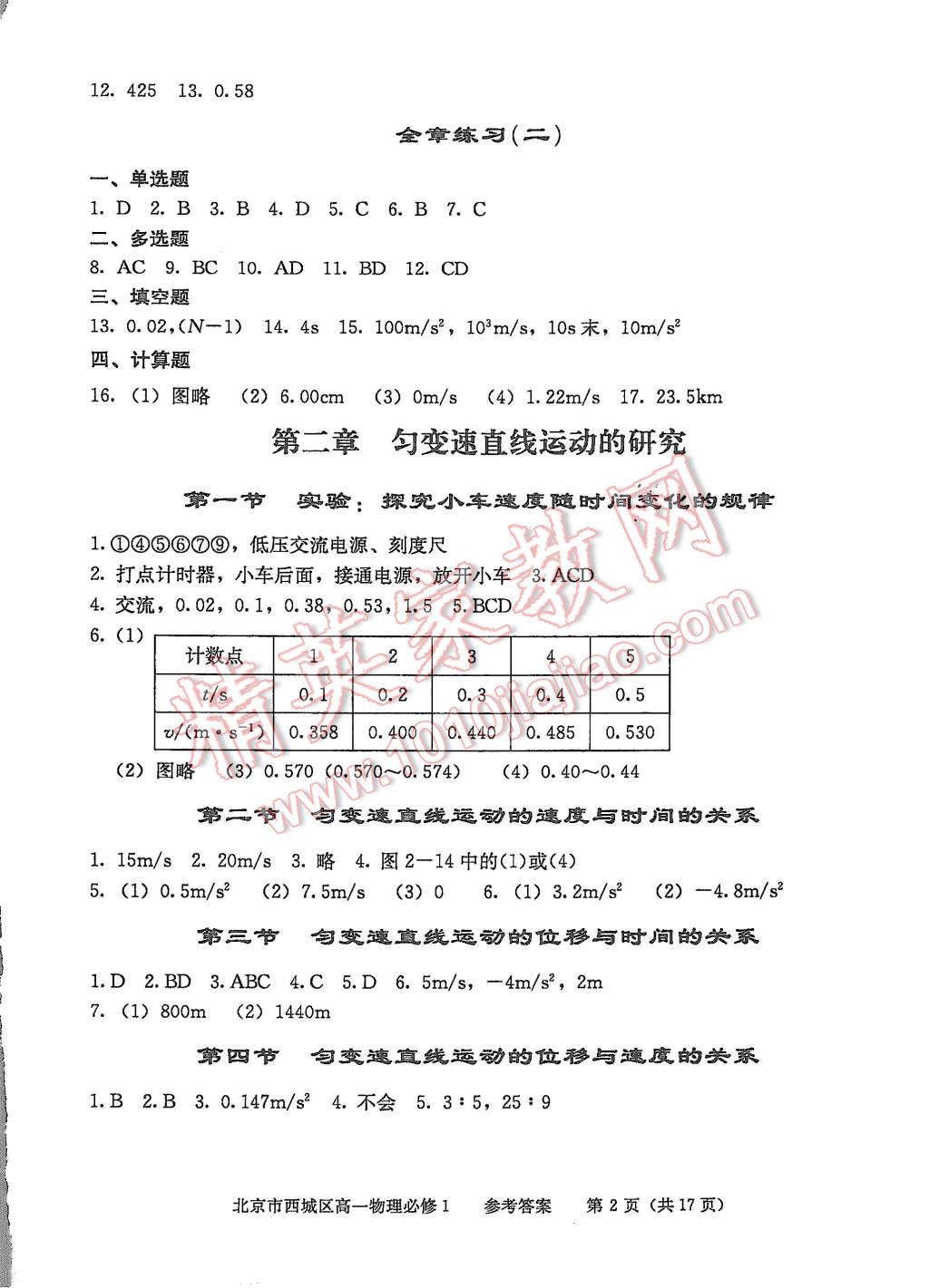 2015年學(xué)習(xí)探究診斷物理必修1 第2頁