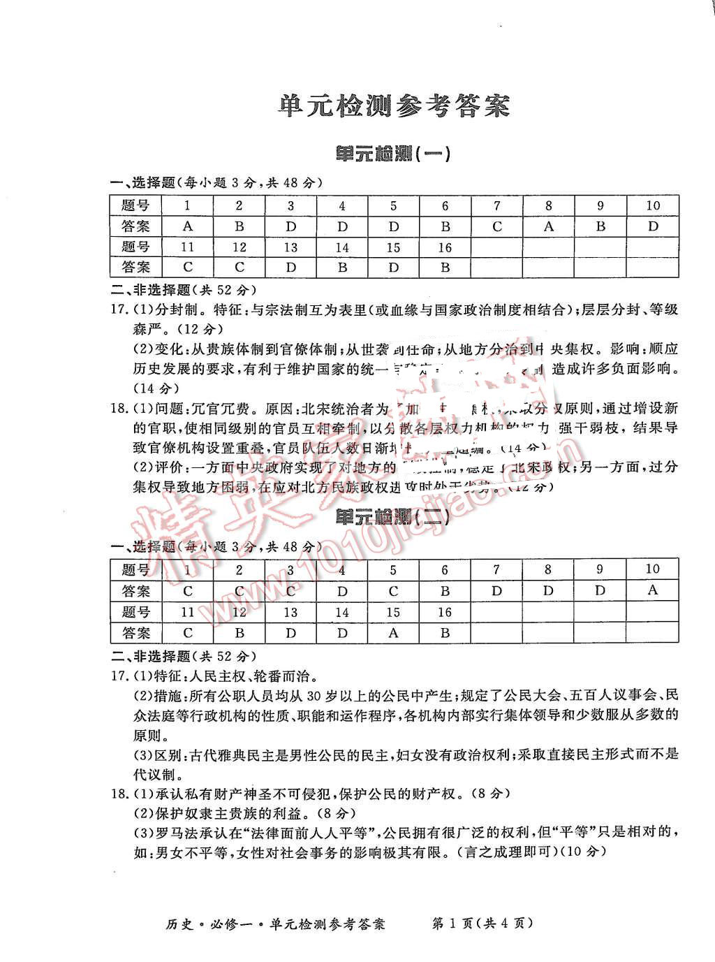 2015年形成性練習(xí)與檢測(cè)歷史必修1 第15頁(yè)