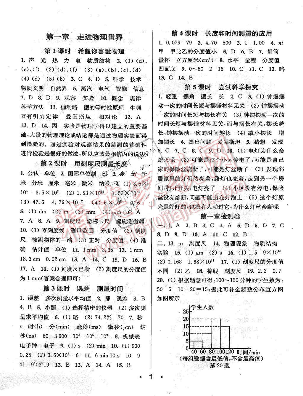 2015年通城学典小题精练八年级物理上册沪粤版 第1页