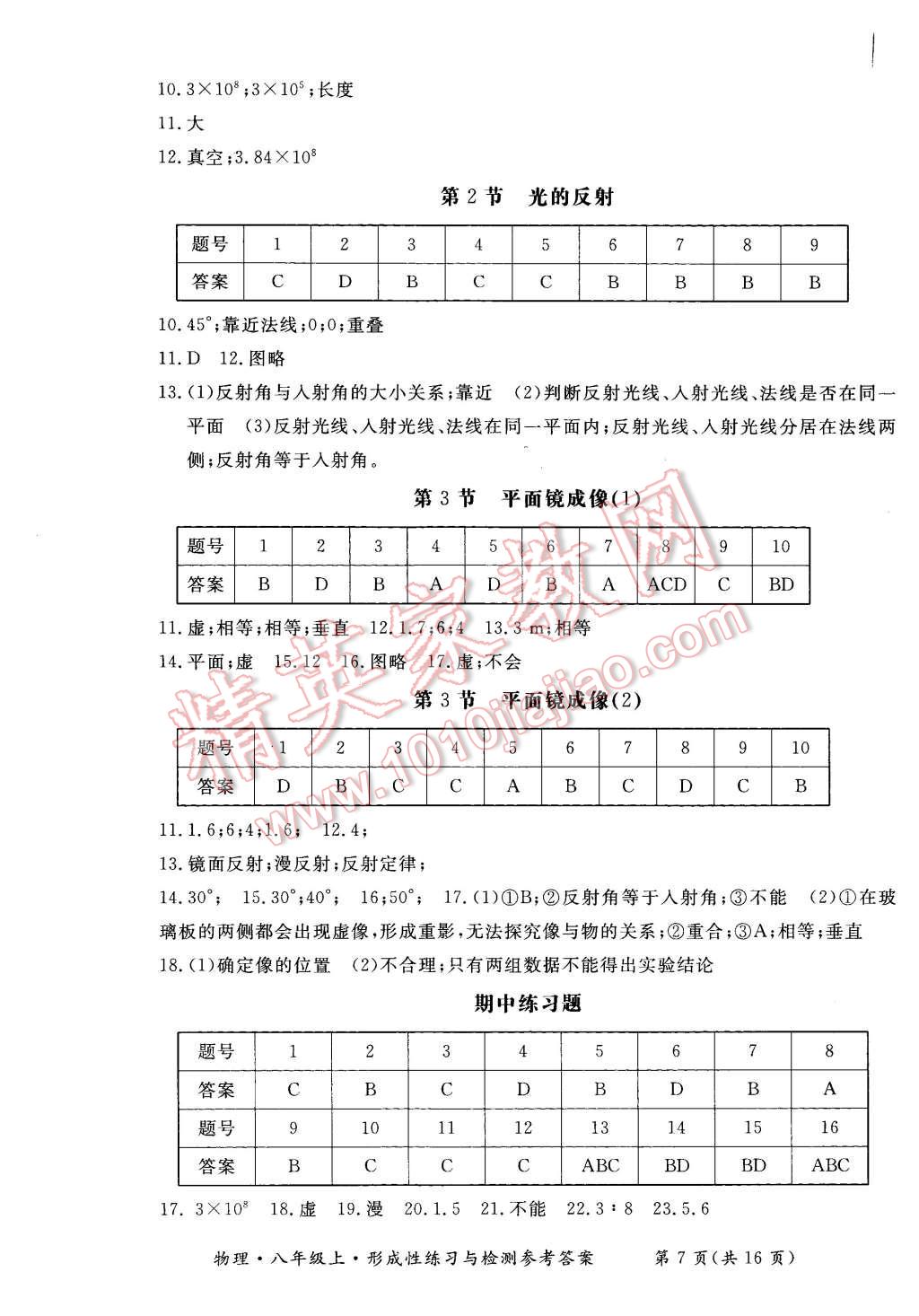 2015年形成性练习与检测八年级物理上册 第4页