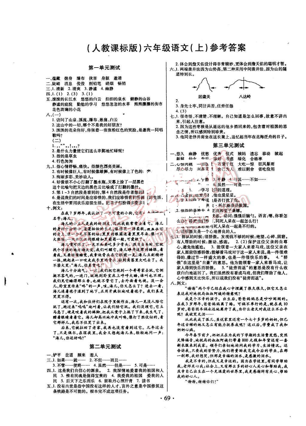 2015年一通百通期末冲刺100分全程密卷六年级语文上册人教版 第1页