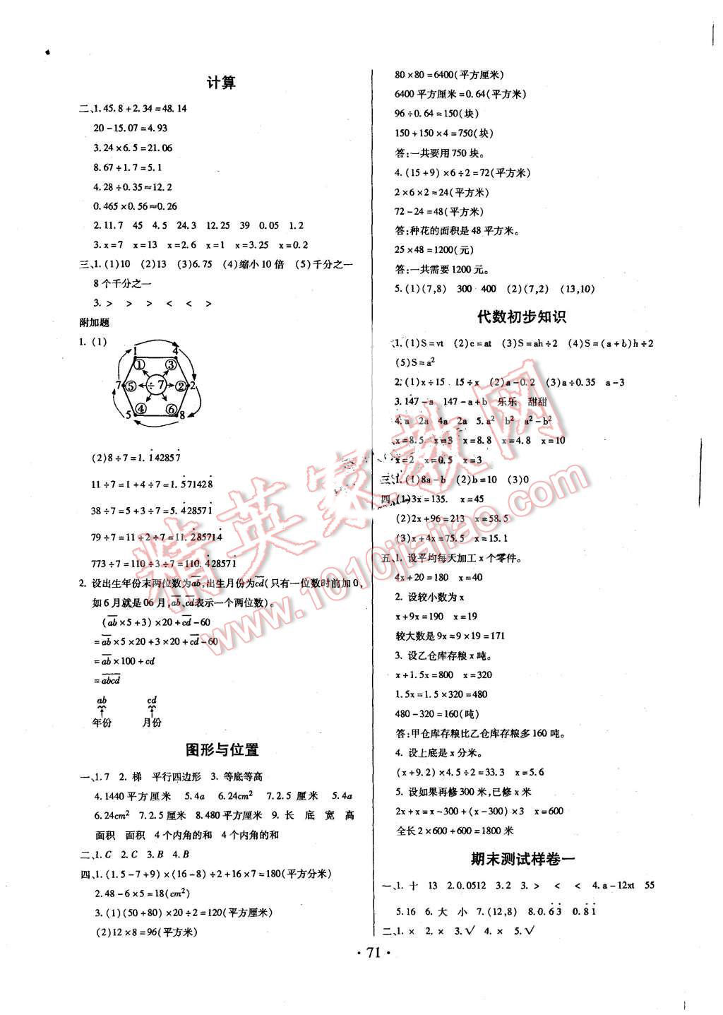 2015年一通百通期末沖刺100分全程密卷五年級(jí)數(shù)學(xué)上冊(cè)人教版 第3頁