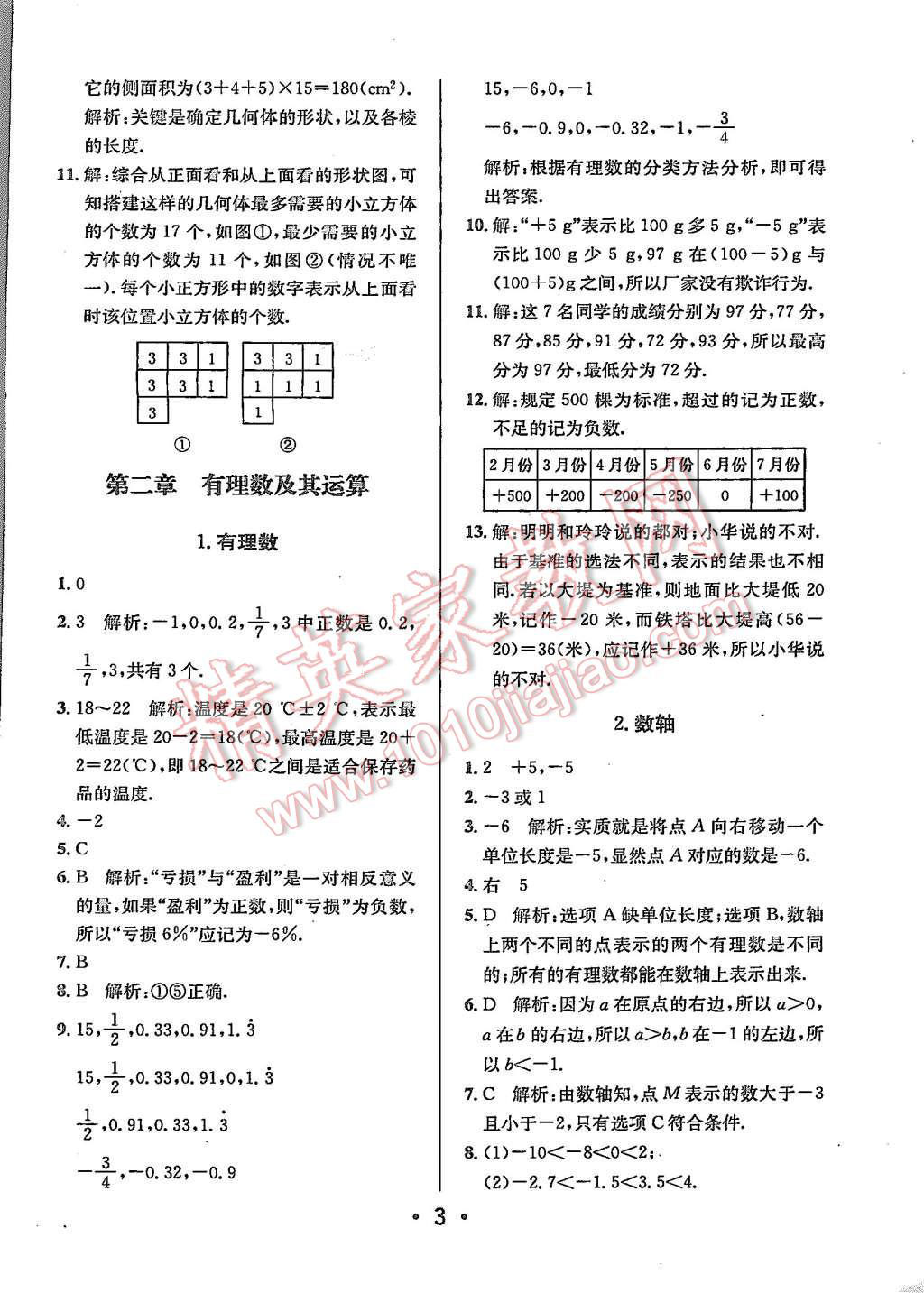 2015年99加1活页卷七年级数学上册北师大版 第3页