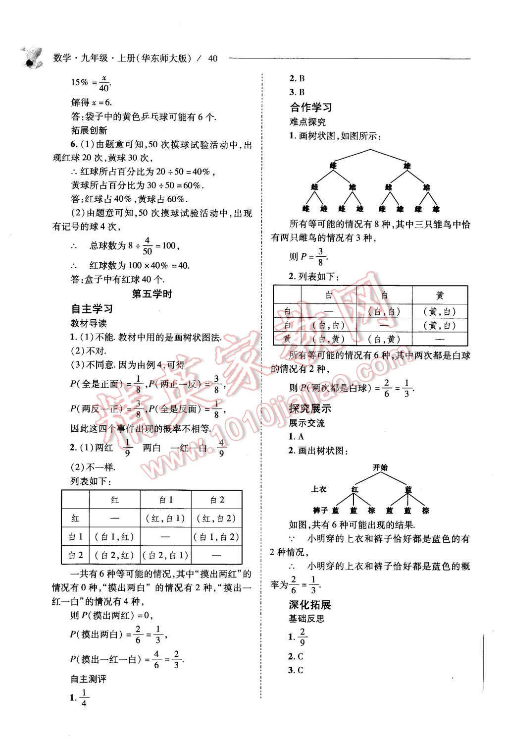 2015年新課程問(wèn)題解決導(dǎo)學(xué)方案九年級(jí)數(shù)學(xué)上冊(cè)華東師大版 第40頁(yè)