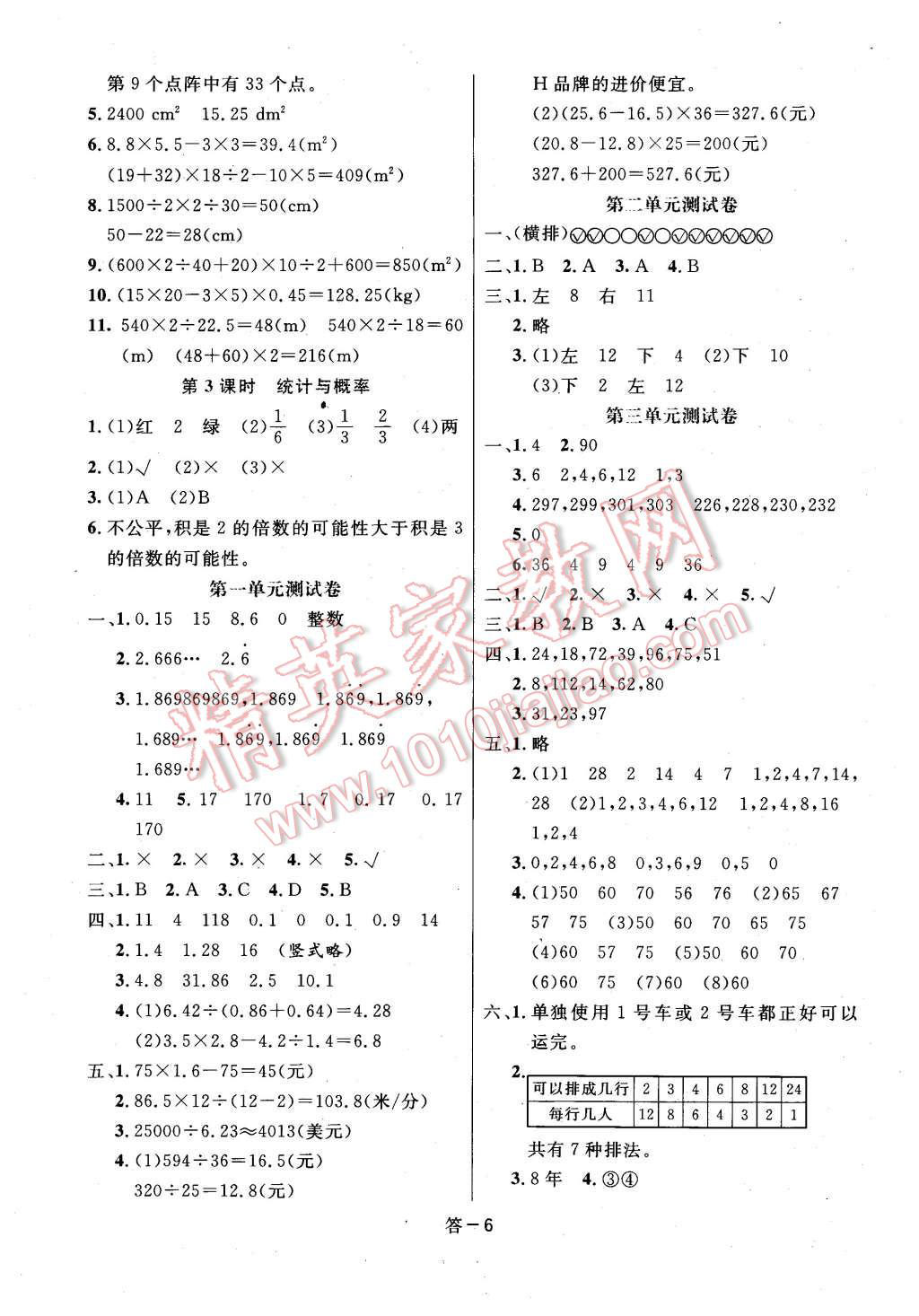 2015年領航新課標數(shù)學練習冊五年級上冊北師大版 第6頁