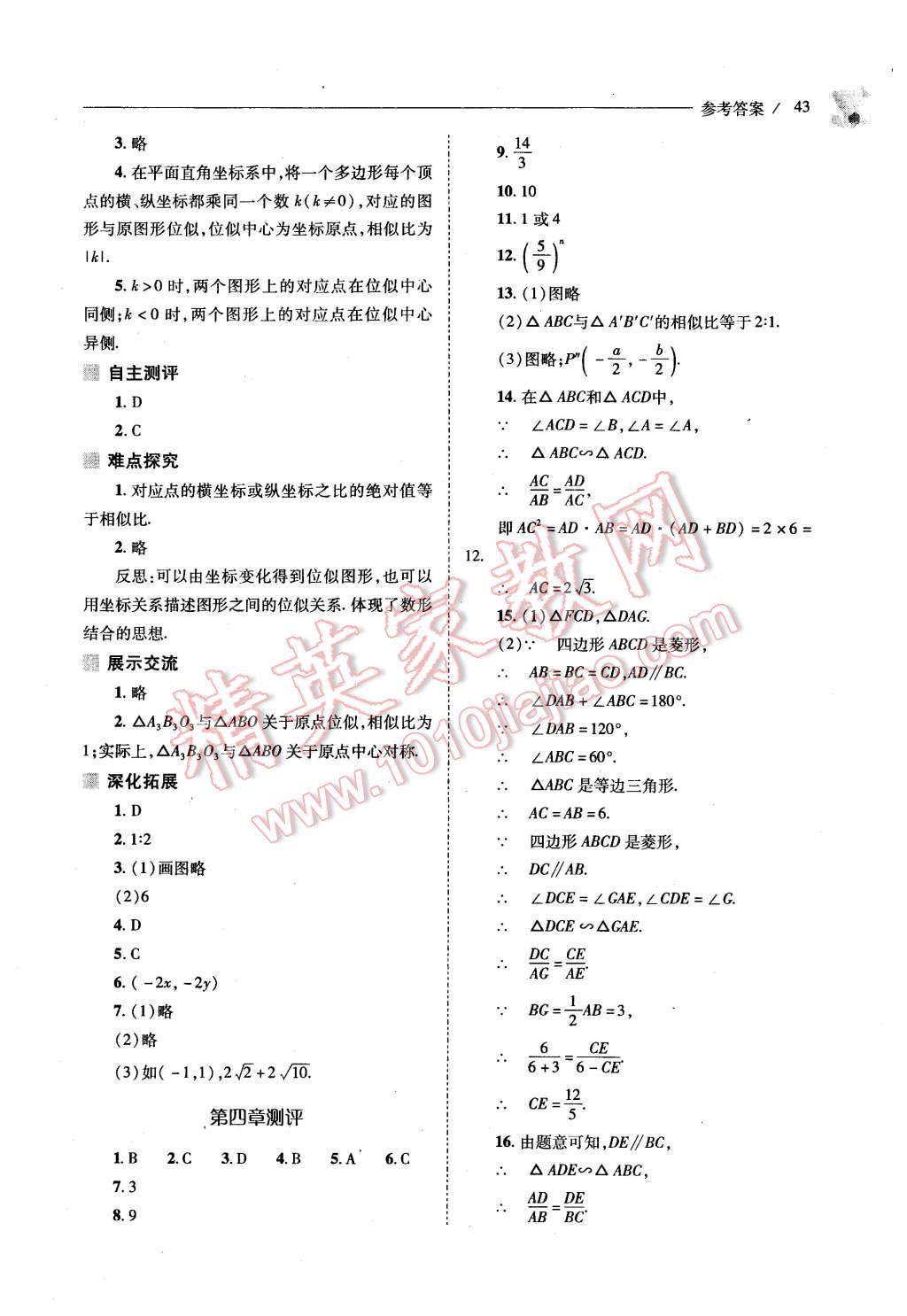 2015年新课程问题解决导学方案九年级数学上册北师大版 第41页