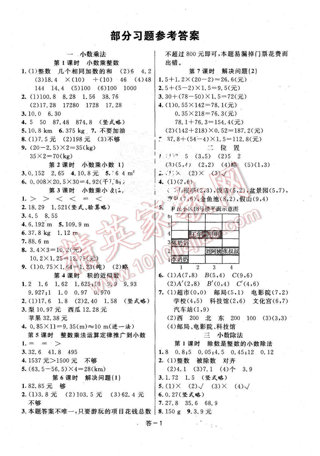 2015年領(lǐng)航新課標(biāo)數(shù)學(xué)練習(xí)冊五年級上冊人教版 第1頁