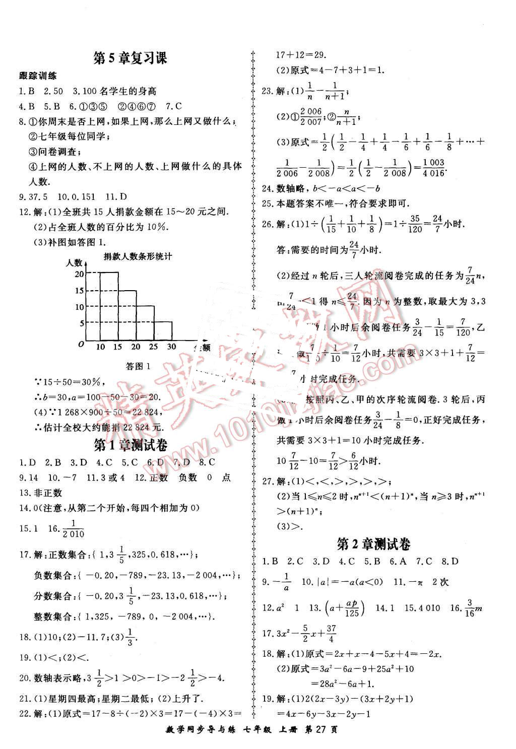 2015年新學(xué)案同步導(dǎo)與練七年級(jí)數(shù)學(xué)上冊(cè)湘教版 第27頁(yè)