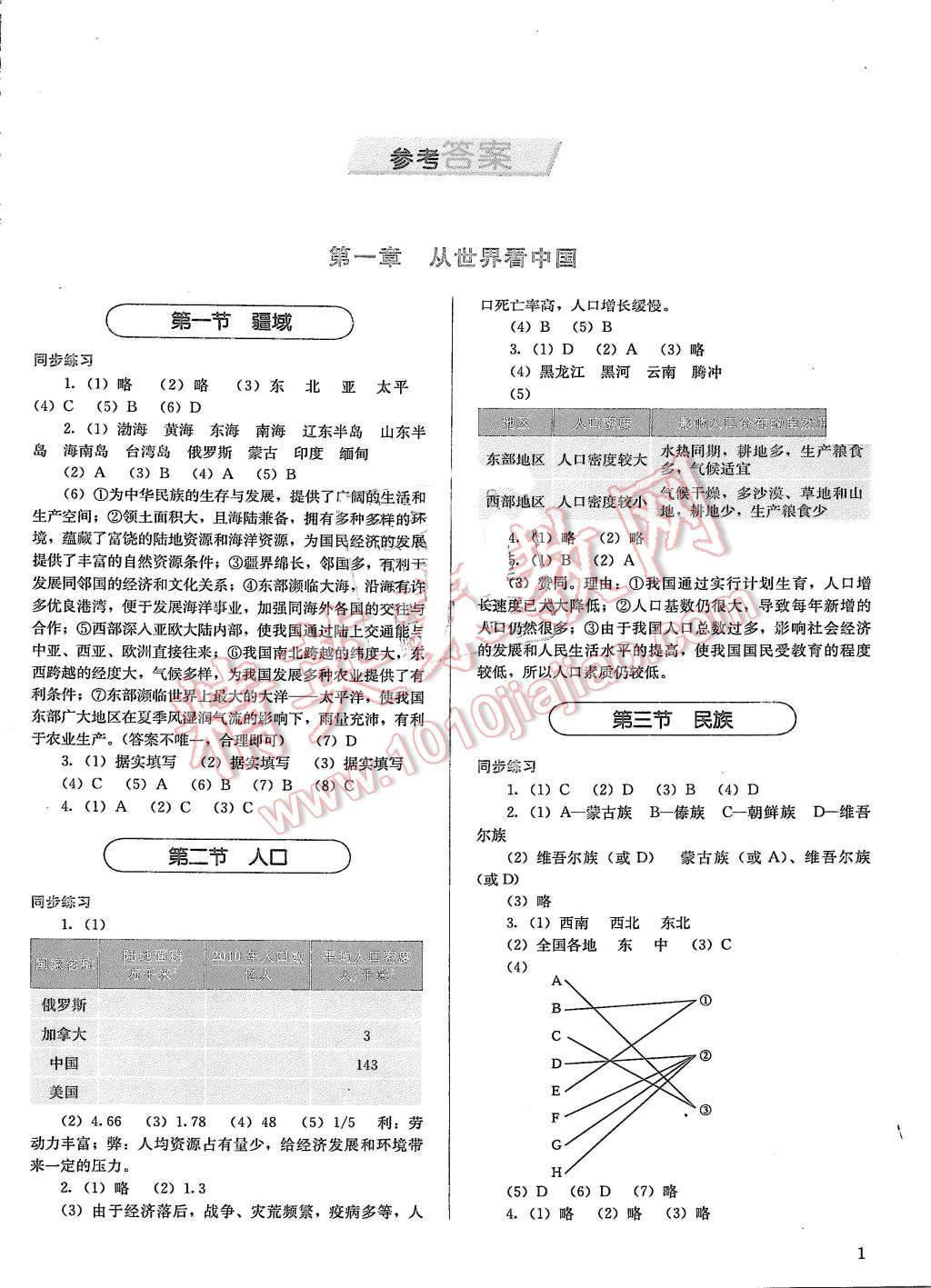 2015年人教金學(xué)典同步解析與測評八年級地理上冊人教版 第1頁