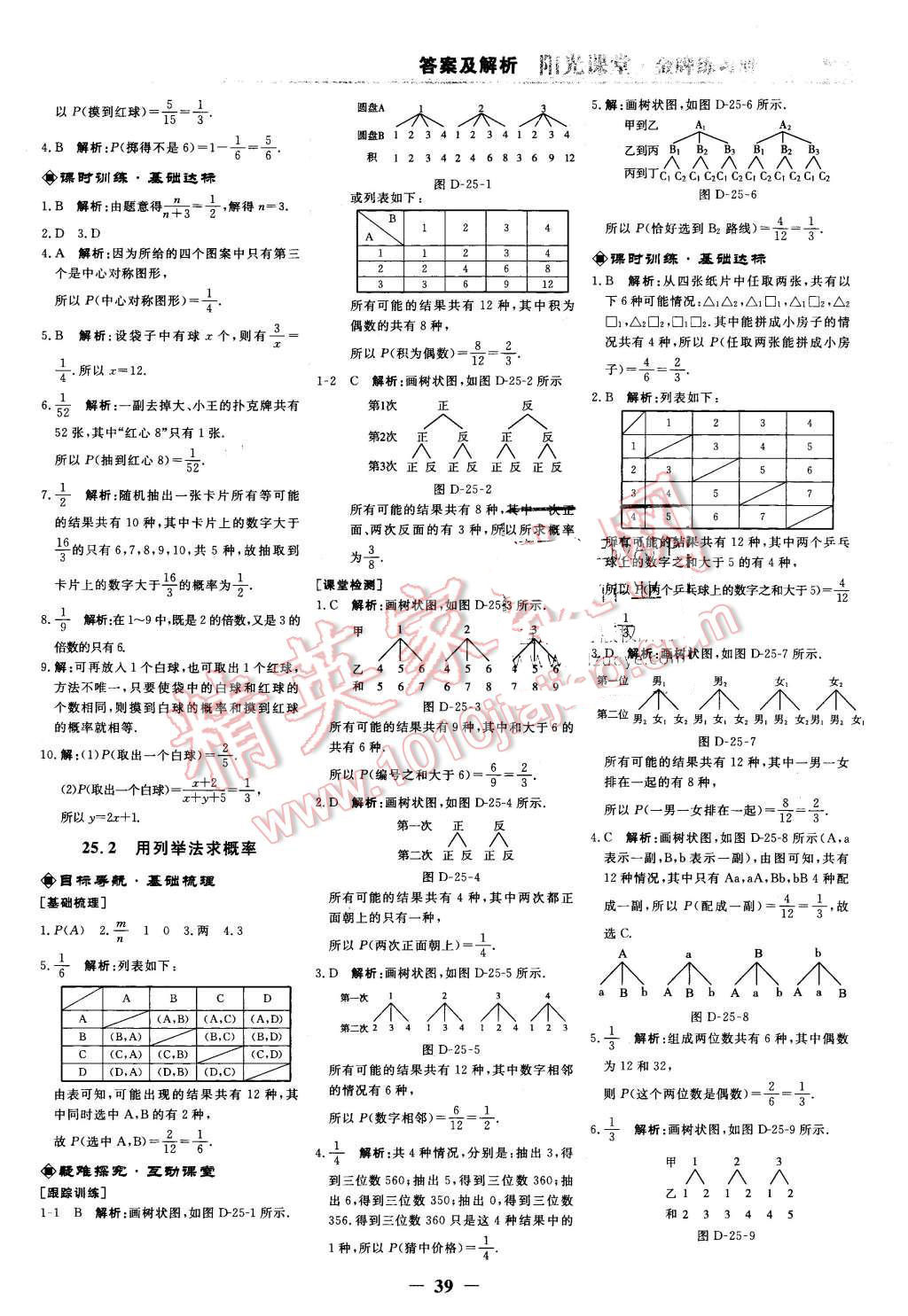 2015年阳光课堂金牌练习册九年级数学上册人教版 第21页