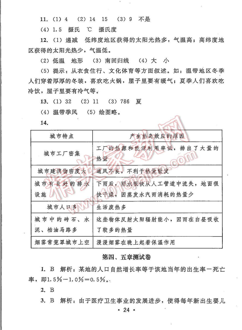 2015年99加1活页卷七年级地理上册人教版 第24页