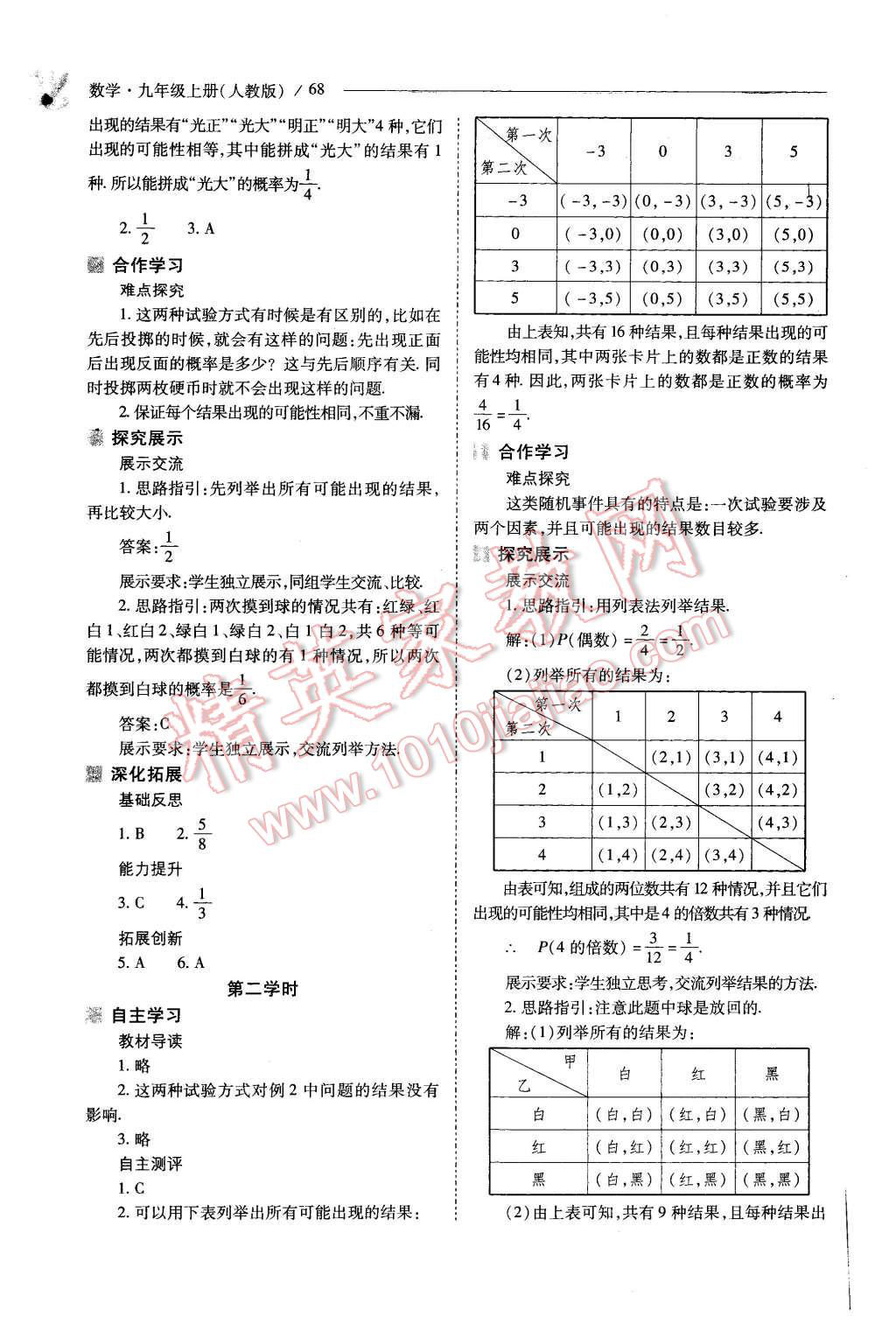 2015年新課程問題解決導(dǎo)學(xué)方案九年級(jí)數(shù)學(xué)上冊(cè)人教版 第68頁