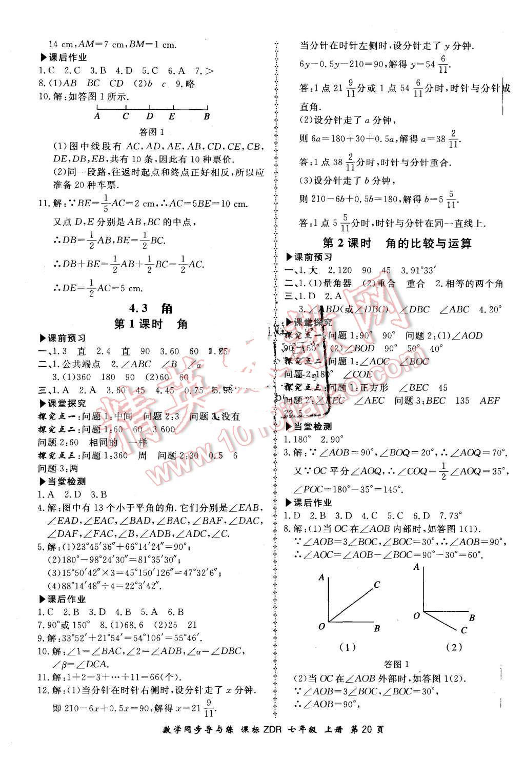 2015年新學(xué)案同步導(dǎo)與練七年級數(shù)學(xué)上冊人教版 第20頁