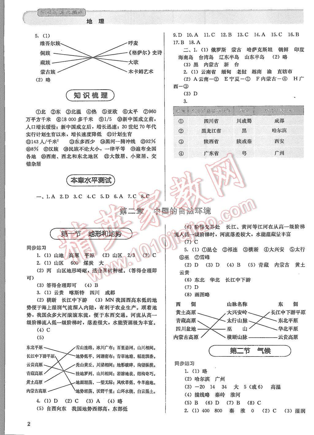 2015年人教金學(xué)典同步解析與測評八年級地理上冊人教版 第2頁