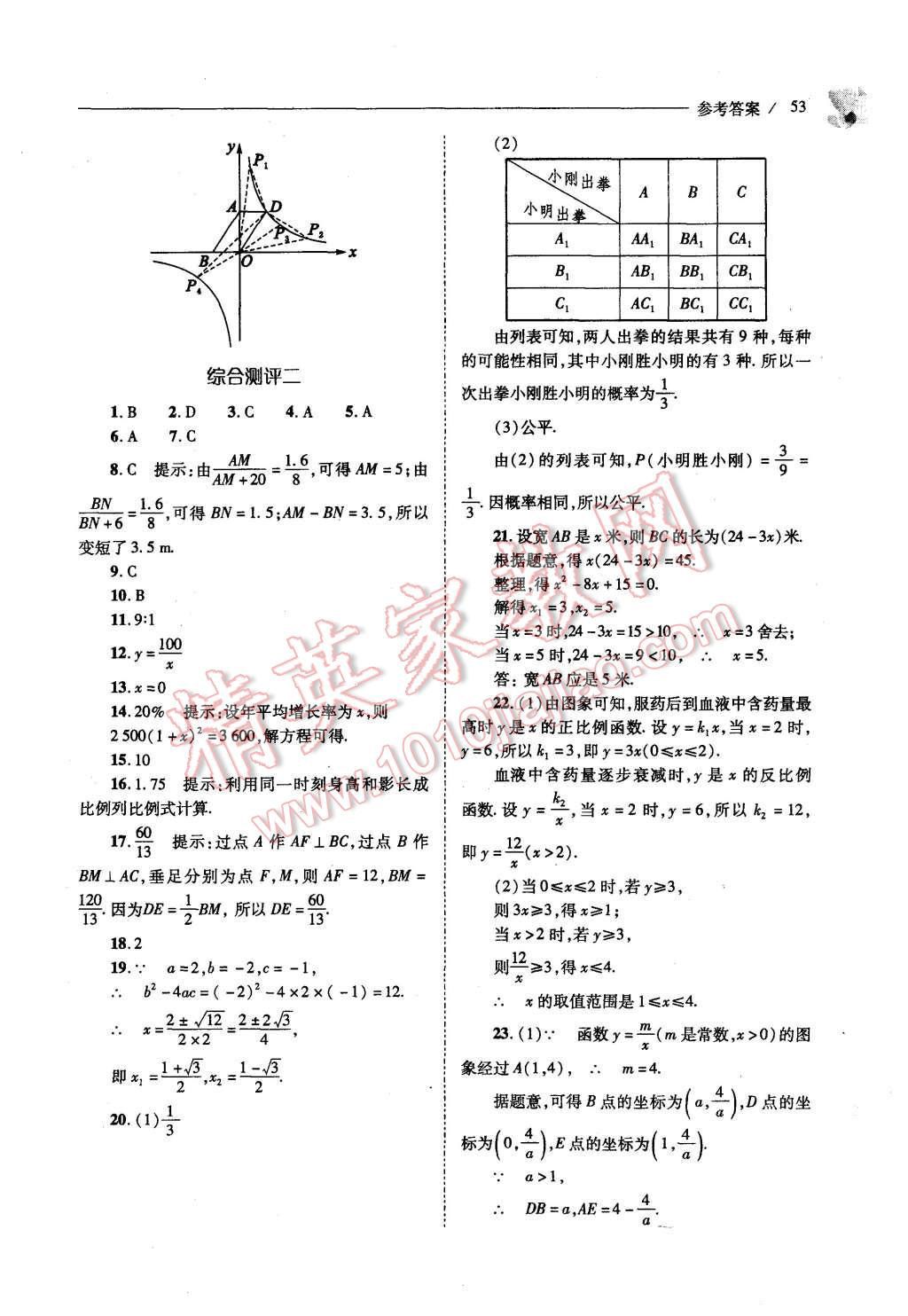 2015年新课程问题解决导学方案九年级数学上册北师大版 第51页