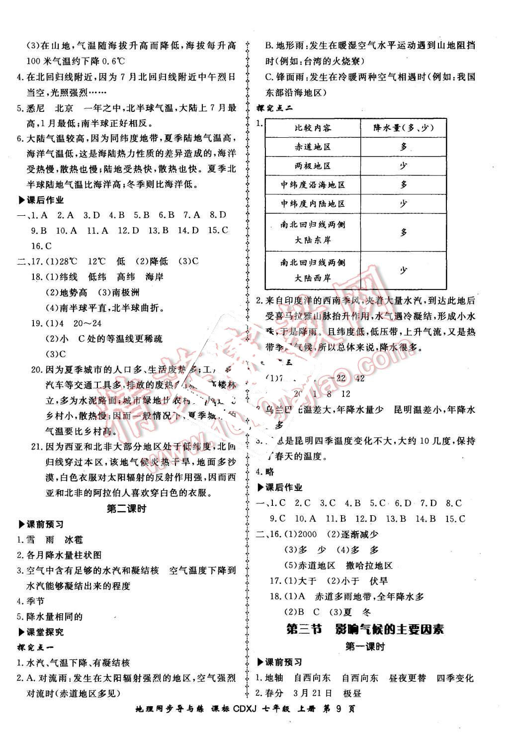 2015年新學(xué)案同步導(dǎo)與練七年級地理上冊湘教版 第9頁