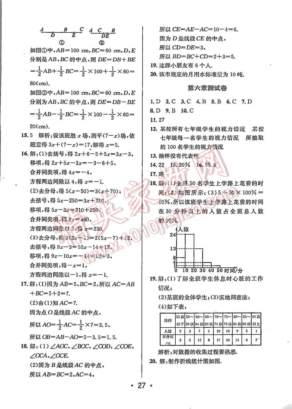 2015年99加1活页卷七年级数学上册北师大版 第27页