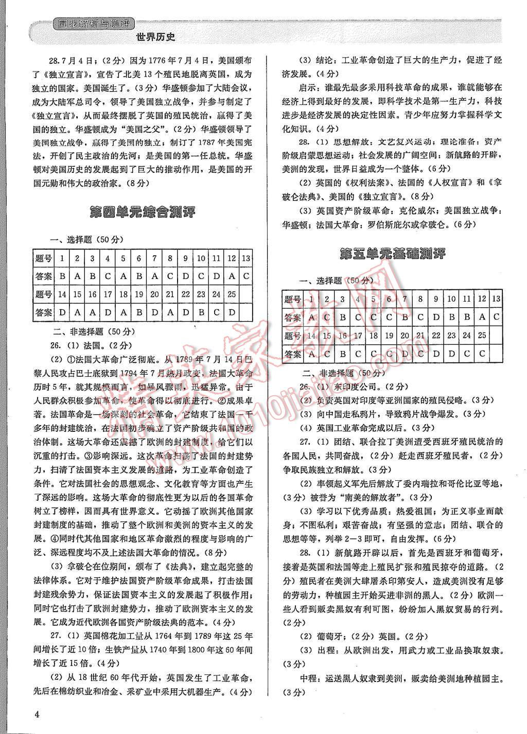 2015年人教金學(xué)典同步解析與測(cè)評(píng)九年級(jí)世界歷史上冊(cè)人教版 第4頁(yè)