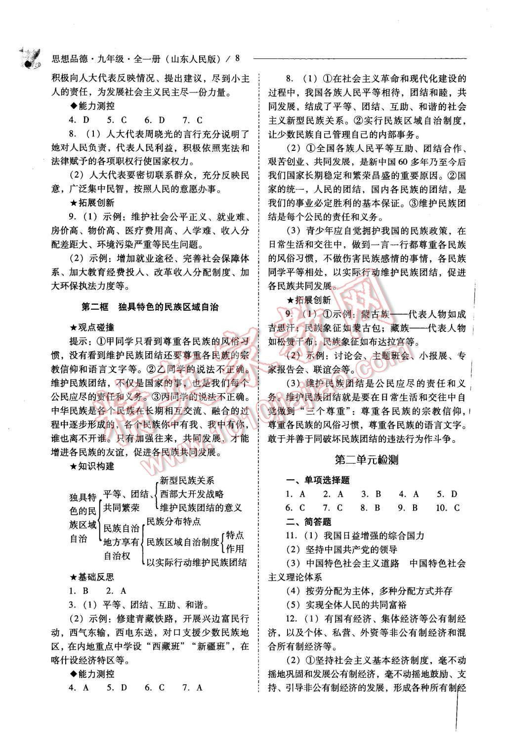 2015年新課程問(wèn)題解決導(dǎo)學(xué)方案九年級(jí)思想品德全一冊(cè)山東人民版 第8頁(yè)